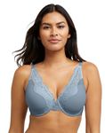 Bali Women's One Smooth U Lace Underwire Bra, Comfort Stretch Full-Coverage Convertible Bra, Soft Blue-Grey, 36D