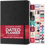 Legend Planner Jan 2025 – Jan 2026 Dated Weekly & Monthly Planner to Hit Your Goals, Increase Productivity & Live Happier. Organizer Notebook & Productivity Journal. A5 Hardcover (Black)