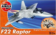 Airfix QUICKBUILD Model Aircraft Kits - J6005 F22 Raptor Plane Building Kit for Kids 6+, Construction Toys for Boys & Girls, No Glue Model Building - Model Airplane Starter Set, Aeroplane Gifts