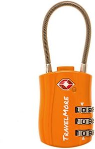 1-Pack TSA Approved Travel Combination Cable Luggage Locks for Suitcases & Backpacks | TSA Lock | Luggage Lock | Orange