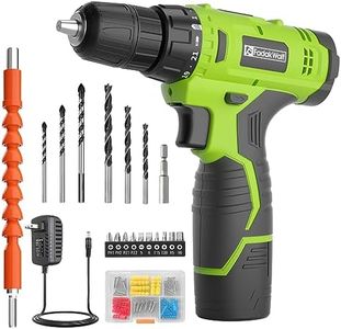 FADAKWALT Cordless Drill Set,12V Power Drill Set with Battery and Charger, Electric Driver/Drill Bits, 3/8'' Keyless Chuck,21+1 Torque Setting, 180 inch-lbs, with LED Electric Drill Set (Green)