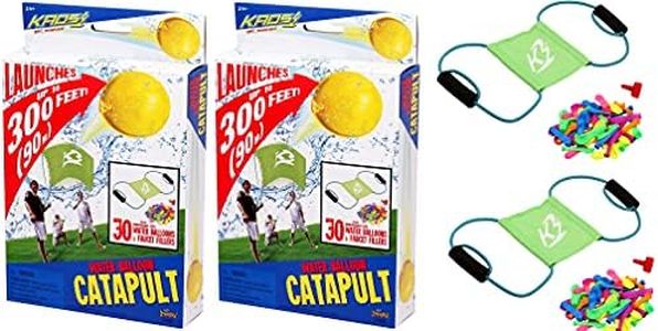 KAOS Catapult Water Balloon Launcher, (2 Sets) Each with Water Balloons Included & Easy Filler Tip. Family Outdoor Toy Water Balloons Slingshot. Pool Games for Kids and Adults. Plus 1 Sticker. 181-2s