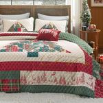 Bedsure Christmas Quilt Set King - 4 Pieces Quilts for King Size Bed, Multicolor Patchwork Christmas Tree Pattern Bedding Set - Soft Microfiber Lightweight Coverlet Bedspread (106"x96")