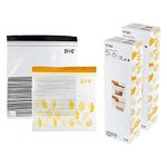 Ikea ISTAD Medium Reusable Food Bags with Double Seal, 1.2 & 2.5 Litres, Black Striped/Yellow Leaf - Set of 100 Bags