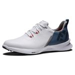 FootJoy Men's Fj Fuel Golf Shoe, White/Blue Fog/Red, 9.5