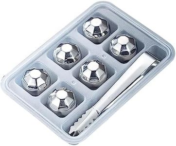 BeauFairy Whisky Stones Set, 6 Stainless Steel Ice Cubes with Clip, Creative Diamond Shaped Ice Particles, Reusable Drink Ice Stones, Bar Kit for Iced Cocktails and All Beverages