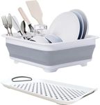 newox Collapsible Dish Drying Rack with Drainboard for Drying Dishes-Collapsible Portable Dinnerware -Organizer for Kitchen RV Campers Counter