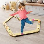 Wooden Kids Balance Beam, Natural Birch Toddler Balance Beam for Indoor Outdoor, Montessori Balance Board for Kids Development Enhance Coordination and Motor Skills, Suitable for 3+ Years Old