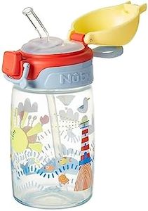 Nuby Super Straw Water Bottle - No Spill Active Toddler Sippy Cup | 360ml / 12oz | Carry Handle | Dishwasher Safe | Suitable Beaker for 12-18 Months Plus (Sunshine)