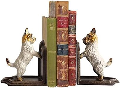 Decorative Bookends - Cast Iron Dogs Sculptural Bookend Pair - Heavy Duty Dog Statue, Vintage Shelf Décor