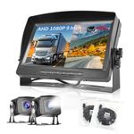 Hodozzy Dual Backup Camera Rear View Camera System, Video Recording 9 Inch LCD Monitor DVR, IP69 Waterproof Full Colour Night Vision Car Camera with 2 x 10 m Cable for Truck/Trailer/Bus/Van/Motorhome