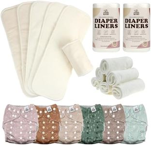 Mama Koala 3.0 Baby Cloth Diapers with 6 Inserts Bundle, with 6pcs 6-Layer Bboo Hemp Cotton Inserts, and 2 Rolls Natural Liners