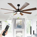 Depuley 72" Ceiling Fan with Lights and Remote Control, Farmhouse Large Ceiling Fan, Reversible Motor and 8 Blades, 3CCT Selectable for Living Room Basement Porch Patio, 5-Speed Remote Control, Timer
