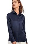 LilySilk Women's Silk Blouse 100% 22MM Silk Button-Down Shirt Long Sleeves Classic Timeless Top for All Seasons Casual Business, Navy Blue Medium