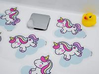 Non Slip Bath Mat Stickers - Modern fun Stylish Alternative to Rubber Suction Mat - Strong Adhesive Textured Stick on Anti Skid safety Treads for Baby Toddler Child - SLIPS AWAY® (5x Rainbow Unicorn)