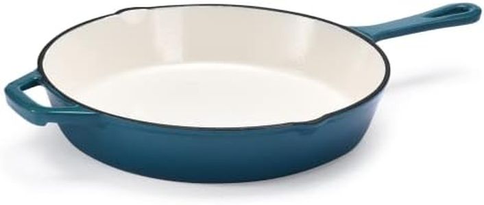 Bruntmor Cast Iron Pan 25cm - Cast Iron Skillet with Pour Spout, Round Frying Pan - Cast Iron Cookware, Crock Pot - Cooking Tools & Kitchen Essentials - Teal