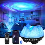 AGPTEK Northern Lights Galaxy Projector, Night Light for Bedroom with Changing Nebula, Bluetooth Music Speaker & White Noise, LED Bedside Lamp for Kids Adults, Home Decor, Ceiling, Party, Christmas