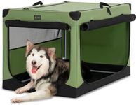 PETSFIT Collapsible Dog Crate, Dog Travel Crate - 40 Inch Lightweight, Easy Setup, Sturdy Soft Dog Crate, Adjustable Framework with 3 Mesh Door, Soft Sided Dog Kennel Green