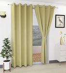 Yellow Weaves Room Darkening Plain Blackout Door Curtains, 9 Feet, Light Green, Pack of 2