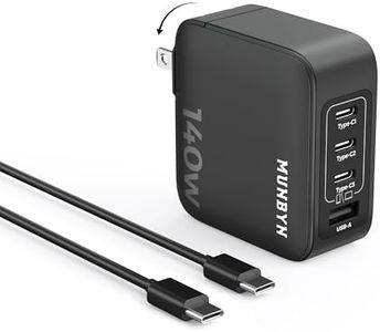 MUNBYN CR14 140W USB C GaN Wall Charger, 4 Ports Fast Charging Compact & Foldable, Fits MacBook Pro/Air, iPhone 15/Pro, iPad Pro, Dell XPS 13, Galaxy, Chromebook, ThinkBook with 140W 3.2 FT Cable