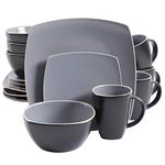 Gibson Overseas, Inc. Gibson Home 102266.16RM Soho Lounge Square 16-Piece Dinnerware Set Service of 4, Stoneware,Grey,Dinnware