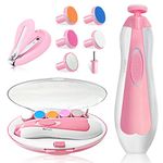 Baby Nail Trimmer Electric,Safe Baby Nail File Manicure Set with Nail Clippers,Toes Fingernails Care Trim Polish Grooming Kit for Newborn Infant Toddler Kids Adult ,Grinding Heads & LED Light