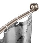 Adjustable Nickel Curved Shower Curtain Rod, 42-72 Inches Shower Curtain Rod for Bathroom and Bathtub, Extra Space Rustproof Expandable Stainless Steel Shower Rod Wall Mounted, Need to Drill (Nickel)