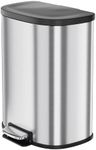 GarveeHome D Shape Kitchen Trash Can 50L/13.2 Gal,Smudge Resistant Step-On Garbage Can with Lid,Stainless Steel Trash Bin with Removable Buckets,Soft-Close Lid