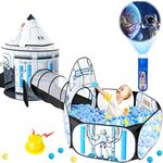 Kids Ball Pit for Play Tent： 3PC Baby Gifts with Roar Button and Projection Flashlight, Kids Play Tents and Crawl Tunnel for Toddlers, Pop Up Playhouse Toys for Baby Indoor Outdoor Games (White)