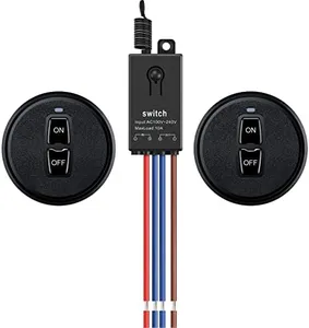 Meskliu Wireless Lights Switch Kit,AC 110V/120V/220V/240V Mini Wireless Remote Switch,10A Relay RF Remote ON/Off Switch with 328FT Long Range for Lamps,LED Lights,Fans,Pump