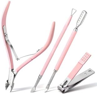 Makartt Cuticle Trimmer Set with Professional Cuticle Nipper, 2 Cuticle Pushers & Nail Clipper, Stainless Steel Pink Manicure Tools Kit for Women, Sharp, Ergonomic & Portable
