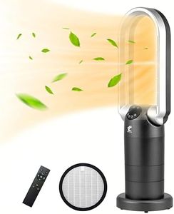 Ocean Loong 1500W Space Heater & Bladeless Tower Fan & HEPA Air Purifier 3in1, Ceramic Heater with Thermostat, Tip-Over Switch, Remote & Screen-Touch Control, Timer, Oscillation, 29", AB01H (Grey)