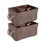 HOKIPO ® Jute Eco-Friendly Foldable Clothes Storage Basket Bin Organizer (Brown, Large) - Set of 2