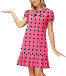 Women Sally Halloween Dresses Peanuts Polka Dots Good Greif Pink Cosplay Dress L, Pink, Large