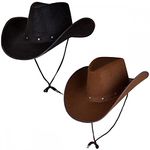 Adult Texan Cowboy Hat Dark Brown & Black 2 Pack : Fancy Dress Party Accessory Country Western Rancher Wild West