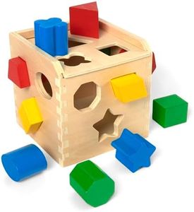 Melissa & Doug Shape Sorting Cube - Classic Wooden Toy with 12 Shapes Classic Kids Toys, Wooden Toddler Toys, Shape Sorter for Toddlers Ages 2+
