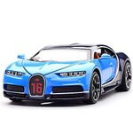 Bluebell 1:32 Scale Bugatti Chiron Die-Cast Metal Car with Sport car Openable Doors Light and Sound,Pull Back Function Indoor Outdoor Toy for Kids (1:32 Bugatti Chiron - Blue)