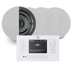 Q Acoustic E120 White DAB+ Digital Radio and Bluetooth Ceiling Speaker System - Touch Screen Wall Panel 4x QI65CB