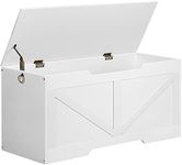 HOOBRO Storage Chest, Retro Toy Box Organizer with U-Shaped Cut-Out Pull, Storage Bench, Safety Hinge, Sturdy Toy Chest, Wooden, Supports 100 kg, Easy Assembly, White WT771CW01