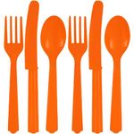 Amscan Reusable Party Cutlery Set (24 Piece), Orange, 9.3 x 4.4"