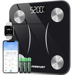 Bluetooth Body Fat Scales, INSMART Smart Digital Bathroom Weight Weighing Scales for Body Composition Analyzer with Smart APP, Body Composition Fitbit Scales for Fitness (ST/LB/KG) (Black)