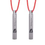 Boundless Voyage Titanium Whistle Emergency Survival Safety Whistles with Lanyard Loud for Outdoor Camping Hiking Coaches Training Sports Keychain Whistle (2 PCS - Ti9010O)