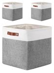 Mangata Kallax Storage Boxes, Set of 3 Fabric Storage Cubes with Handles(33x38x33cm, Grey White)