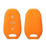 kwmobile Key Cover Compatible with Peugeot Citroen 3 Button Car Key Smart Key (only Keyless Go) - Soft Silicone Car Key Fob Holder Protector Case - Fruity Orange