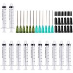 BSTEAN 3ml Syringes Blunt Tip Needles Storage Caps - Glue Applicator, Oil Dispensing (Pack of 12)