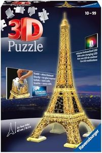 Ravensburger - Puzzle 3D, Tour Eiffel Night Edition con Luce, Parigi, per Adulti e Bambini 10+ Anni, Idea Regalo, 226 Pezzi