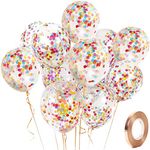 ZHIHUI Colorful Confetti Balloons, Decorations for Birthday Parties, Weddings, Anniversaries and Celebrations, Pack of 12 Latex 12" Inch with 1pc Balloon Spare and 1pc Ribbon