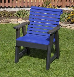 ECOMMERSIFY INC Blue-Poly Lumber ROLL Back Poly Resin 2 FEET Patio Garden Chair Heavy Duty Everlasting PolyTuf HDPE - Made in USA - Amish Crafted