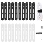 Molain Reusable Cable Ties, 20Pcs Adjustable Silicone Multifunctional Cable Straps Wire Organizer for Charging Cords Earphone Computer Wire Desk Cable Management Travel Accessories(Black+White)