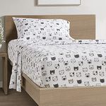 Comfort Spaces Cotton Flannel Breathable Warm Deep Pocket Sheets with Pillow Case Bedding, Twin, Grey/Pink Cats 4 Piece